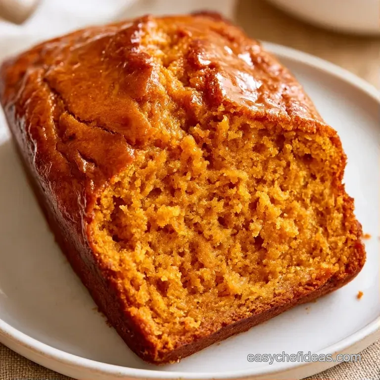 A thick slice of warm spiced loaf topped with melting butter on a white ceramic plate beside a steaming coffee.