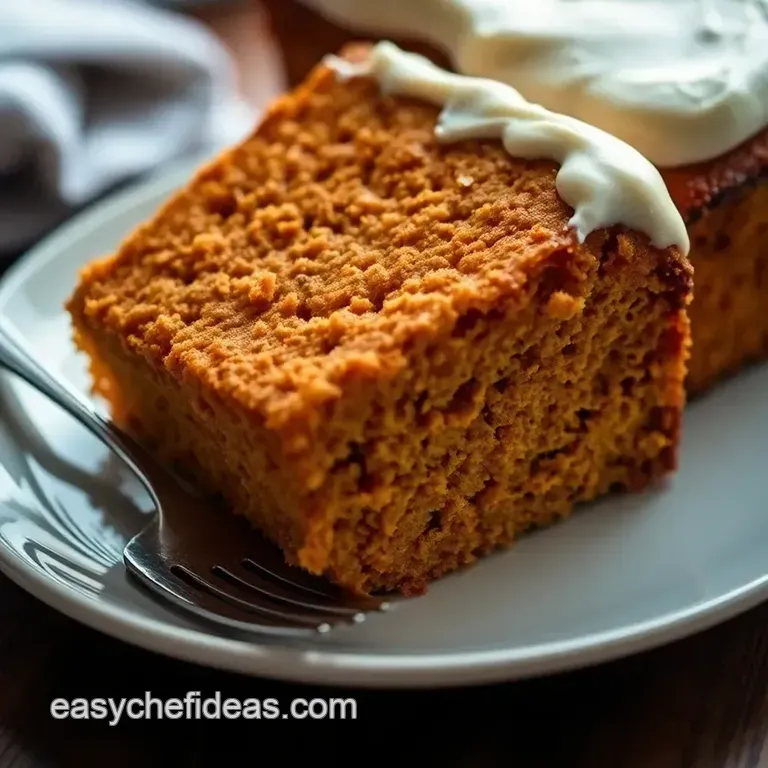 Moist & Spiced Pumpkin Cake with Cream Cheese Frosting presentation