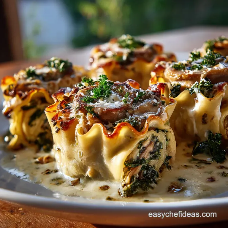 Mushroom Kale Lasagna Rolls: Creamy Ricotta and Umami Mushrooms