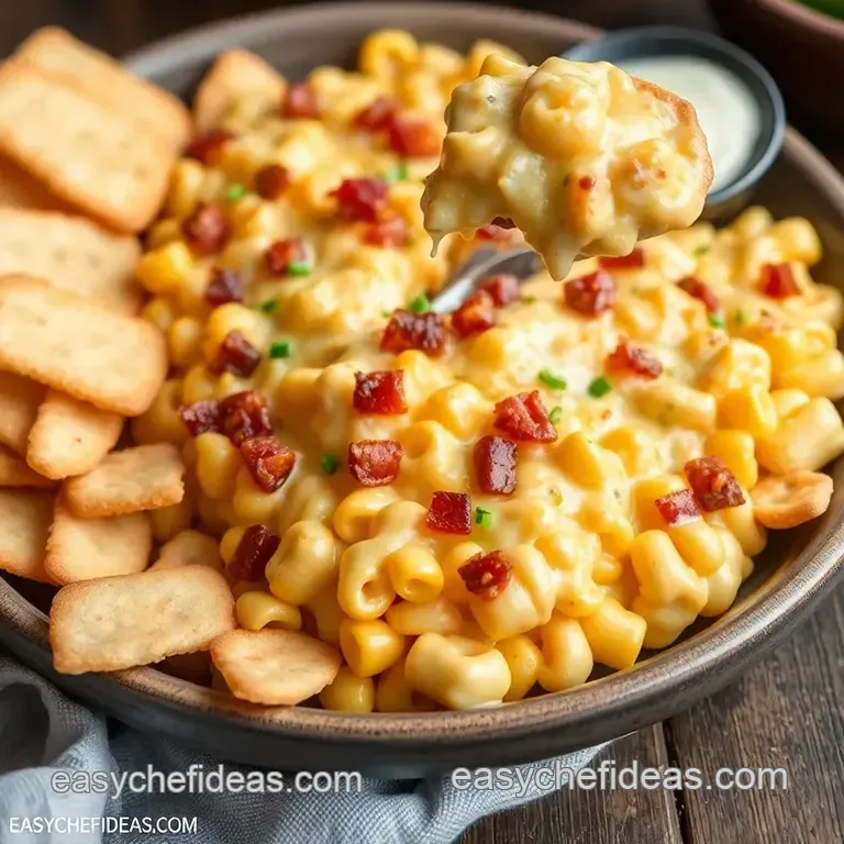 No Bake Corn Dip with Bacon & Cheese presentation