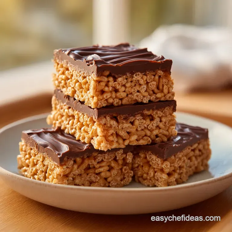 A stack of creamy tan squares with a chocolate glaze, artfully plated on a white ceramic dish with a linen napkin.