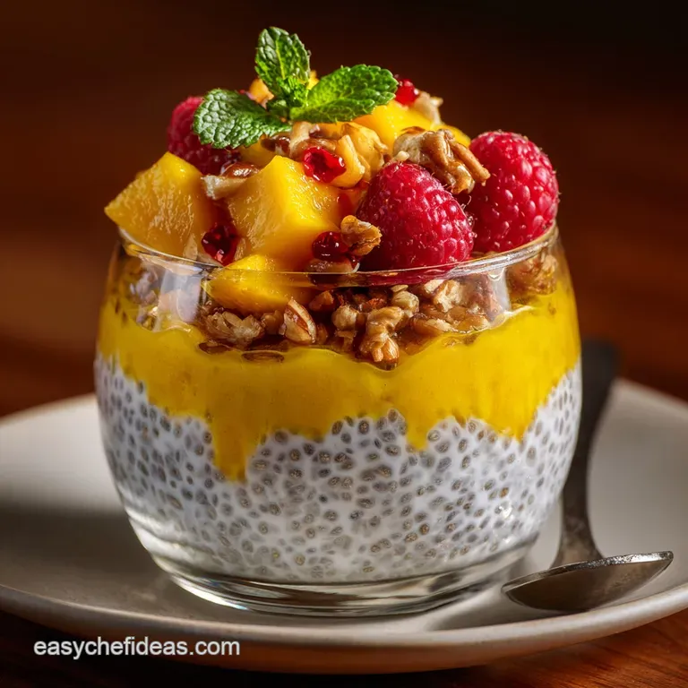 Tropical Sunrise Layered Coconut Mango Chia Pudding