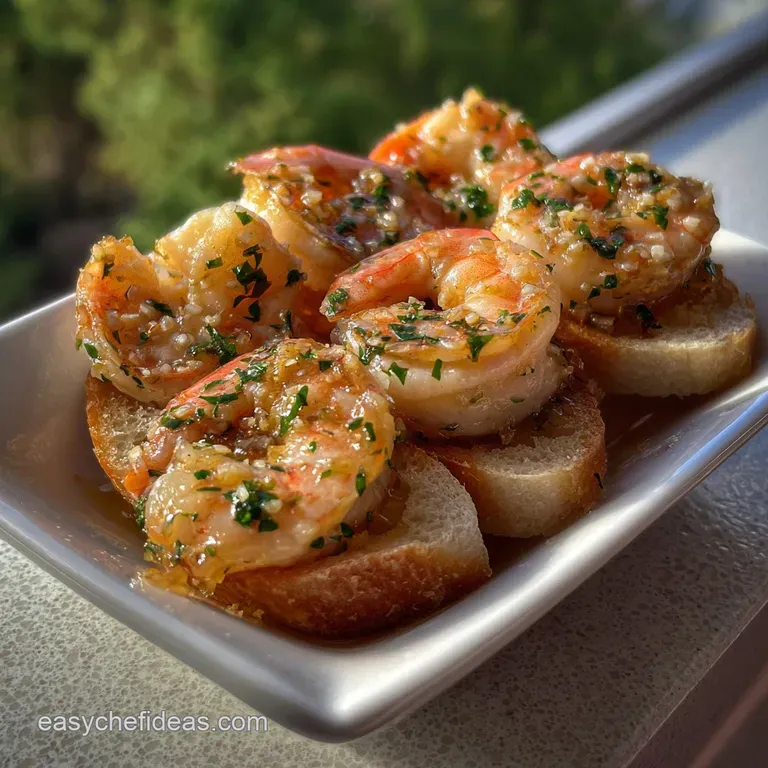 Elegant plate of succulent shrimp. Butter sauce pools invitingly around the shellfish. Garnished with parsley sprigs for a...