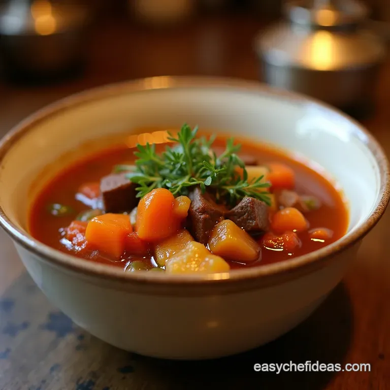 Mums Hearty Old Fashioned Vegetable Beef Soup the Proper Sunday Supper presentation