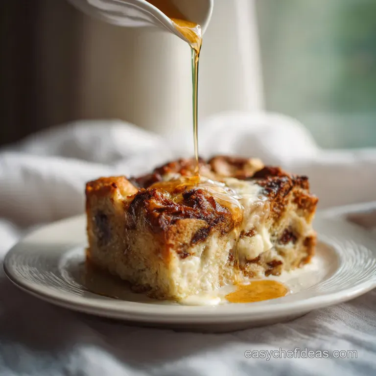 A generous scoop of bread pudding, topped with whipped cream and a dusting of cinnamon.