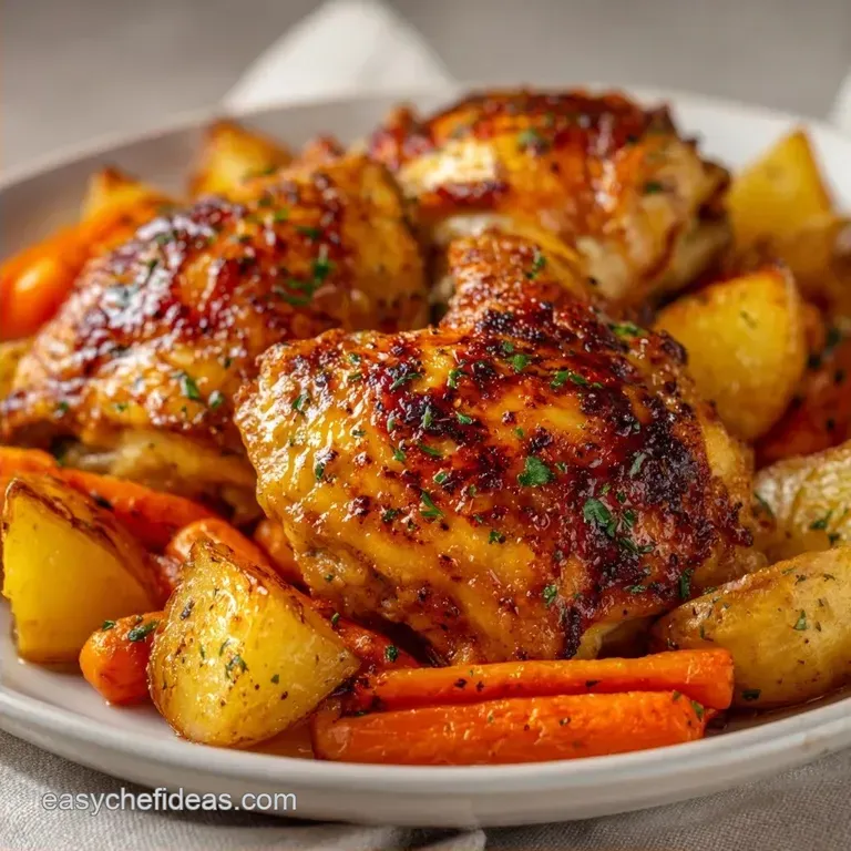 One Pan Chicken Thighs: Roasted Vegetables