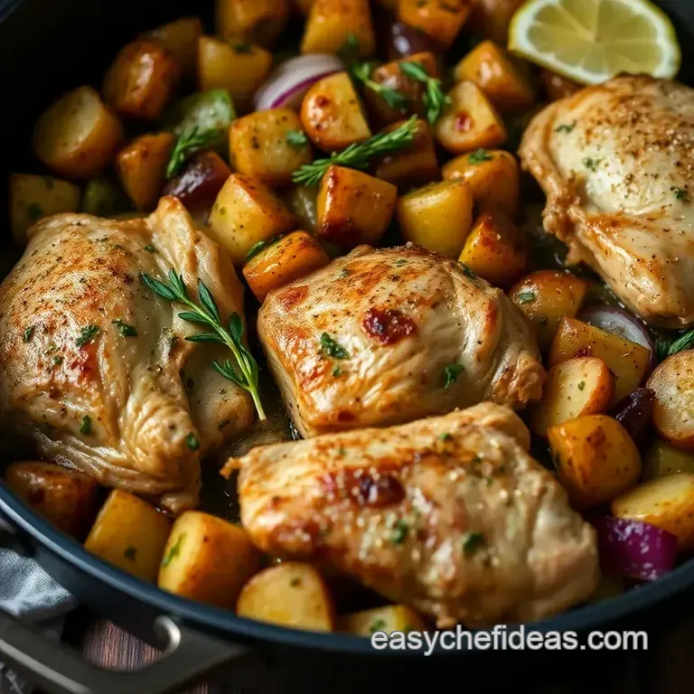 One-Pan Lemon Herb Roasted Chicken Thighs with Potatoes & Veggies presentation