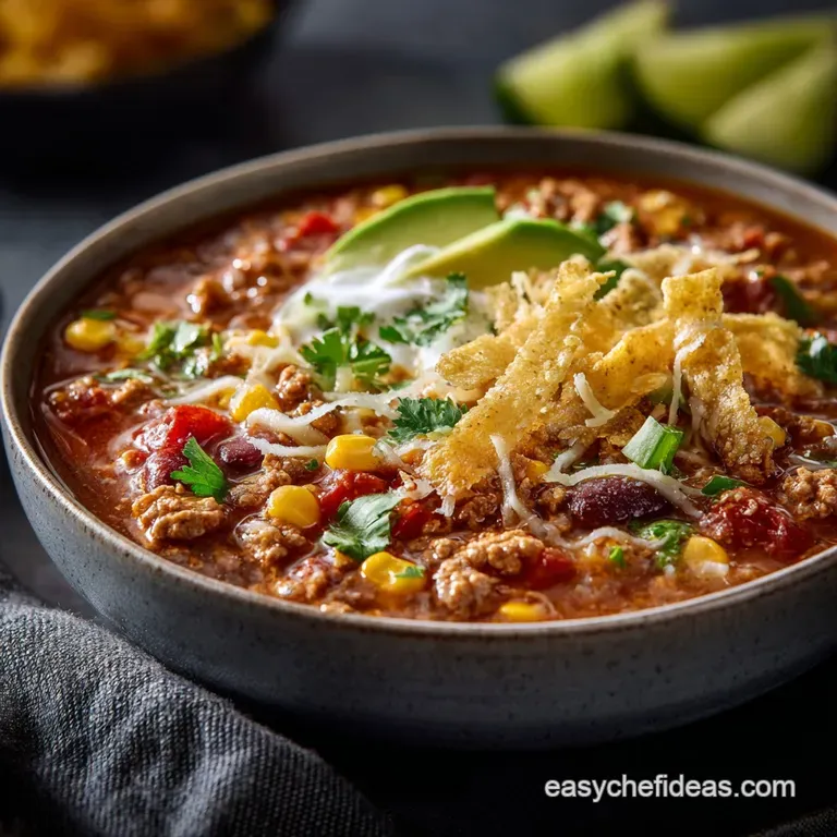 Onepot Wonder Zesty Turkey Taco Chili Soup presentation