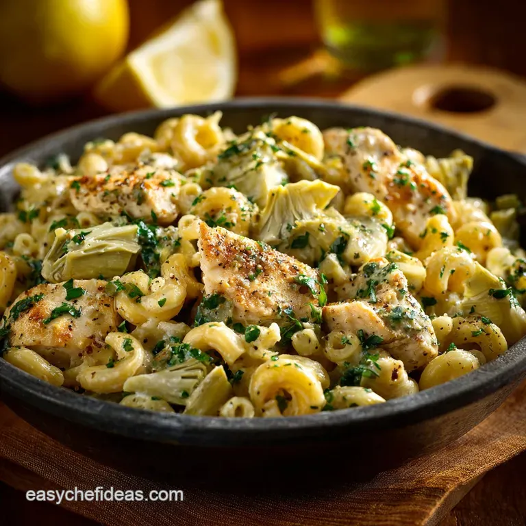 Onepot Chicken and Artichoke Cavatappi: the Ultimate Lemon-Herb Weeknight Dinner presentation