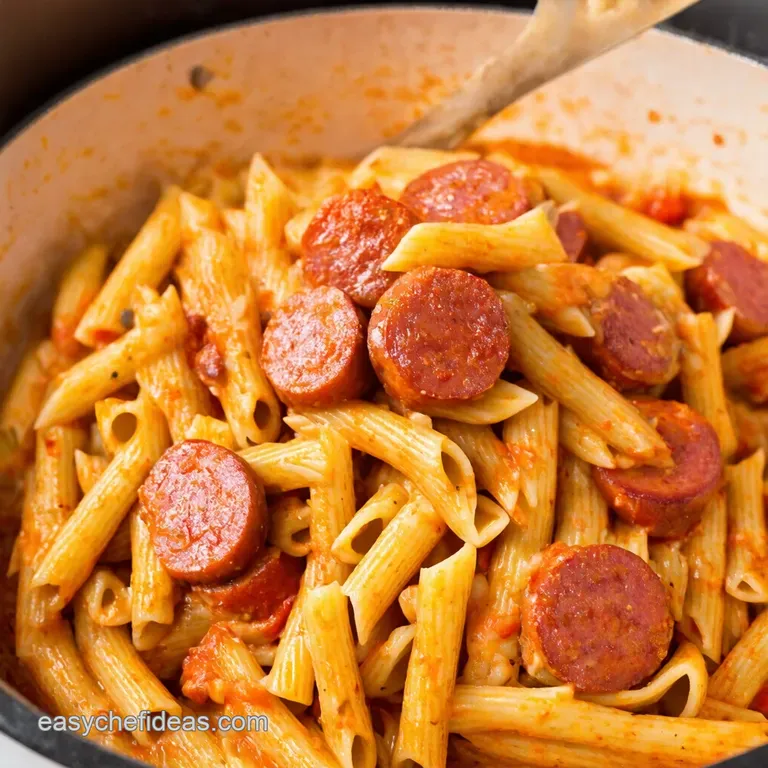 Onepot Creamy Kielbasa Pasta presentation
