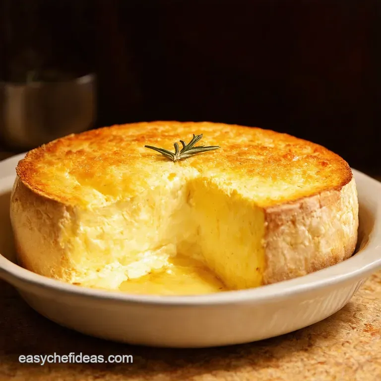 Ooey Gooey Baked Camembert with Rosemary Garlic Croutons presentation