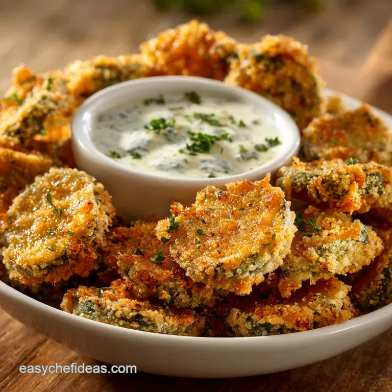 Oven Fried Pickles with Herb Ranch Dip: the Crispiest Baked Snack presentation