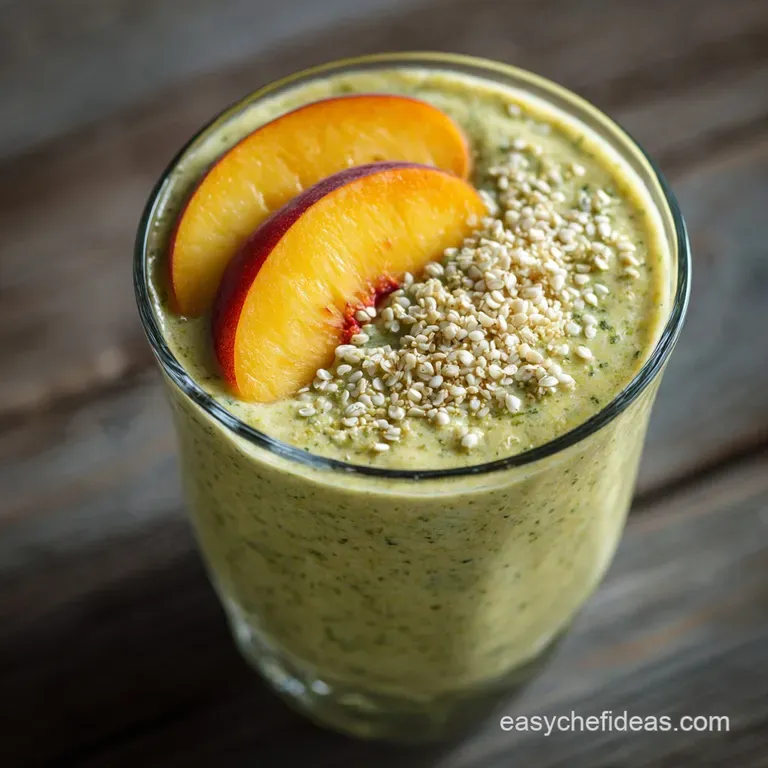 Peach Banana Green Smoothie with Hemp Seeds: Your 5-Minute Sunshine Green Machine presentation