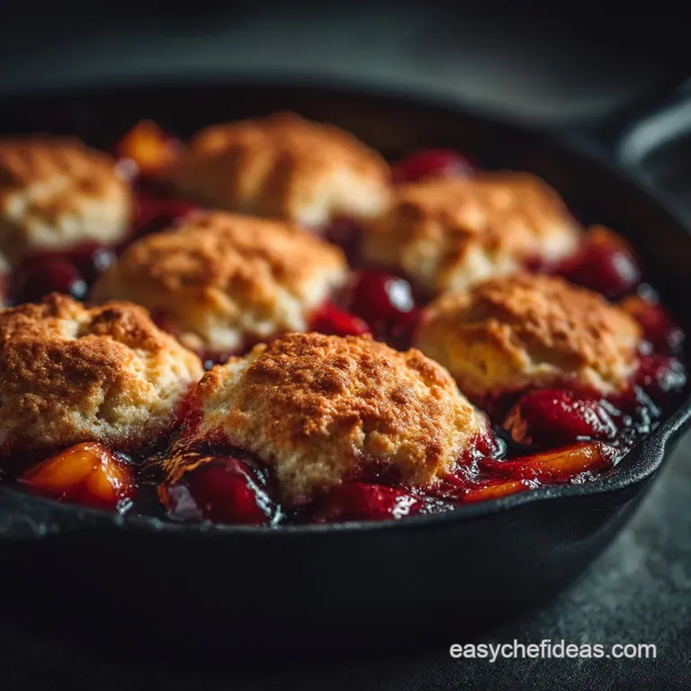 SunDrenched Peach Cherry Cobbler with Buttermilk Biscuit Topping