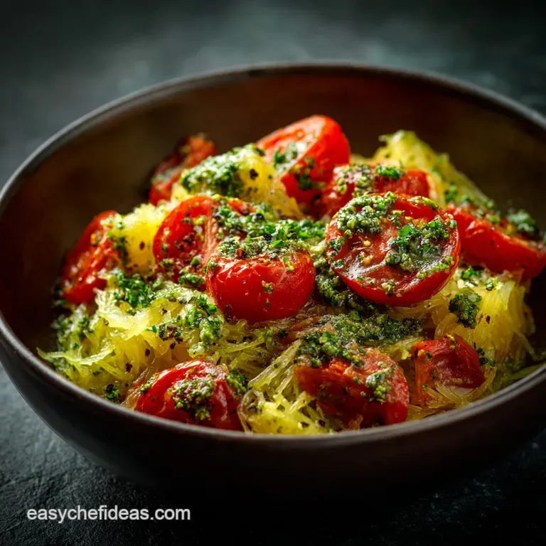 Pesto Spaghetti Squash with Tomatoes: The Low-Carb Champion