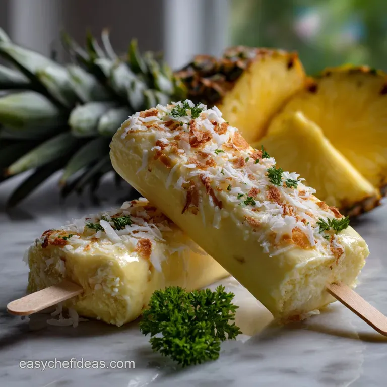 Velvety Pia Colada Popsicles presentation