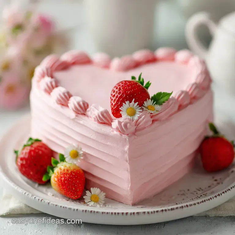 Pink Heart Cake with Strawberry Frosting