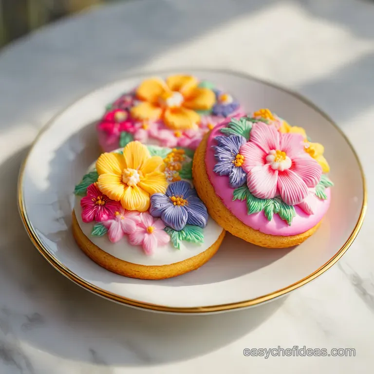 Swirls of glossy white royal icing artfully piped onto a perfectly baked sugar cookie, awaiting embellishment.