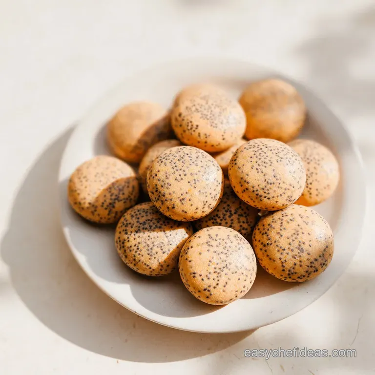 Small dark brown spheres arranged neatly on a white marble platter with a few whole dates and almond slivers.