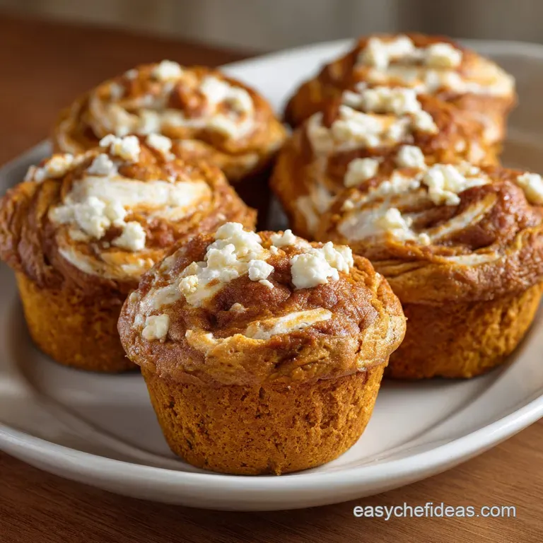 Pumpkin Cream Cheese Muffins with a Tangy Swirl presentation