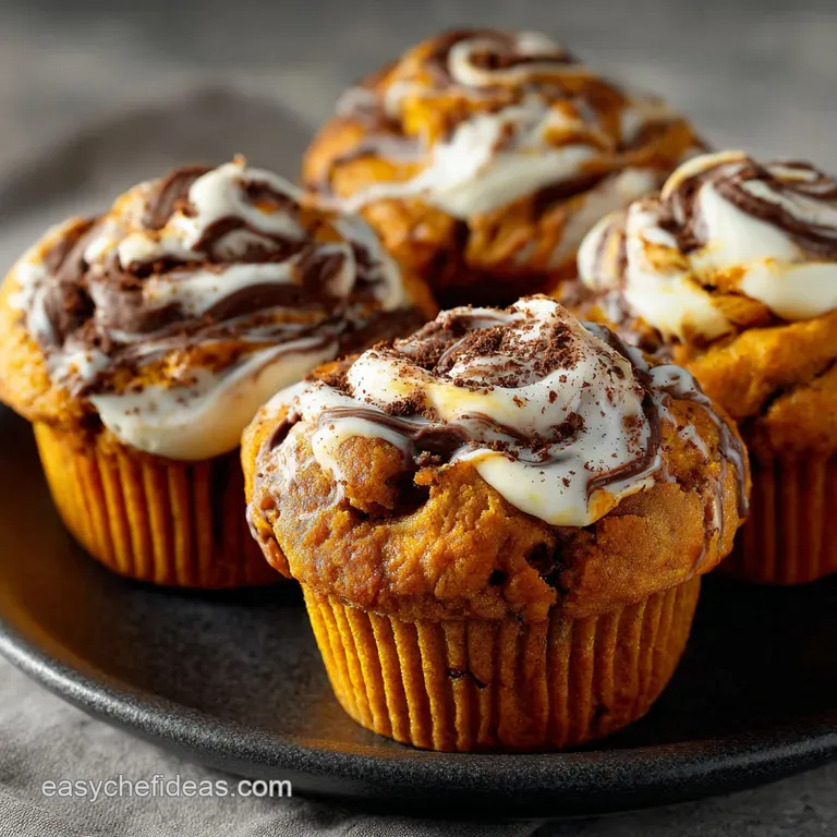 Pumpkin Cream Cheese Muffins with a Tangy Swirl