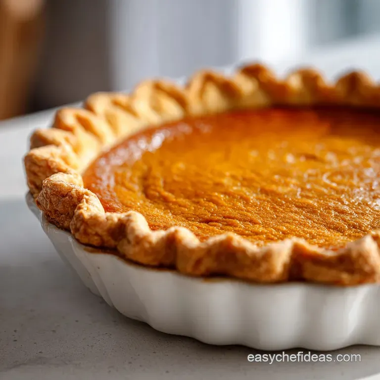 A precise slice of smooth orange custard pie on a ceramic plate, topped with a swirl of cream and cinnamon dusting.