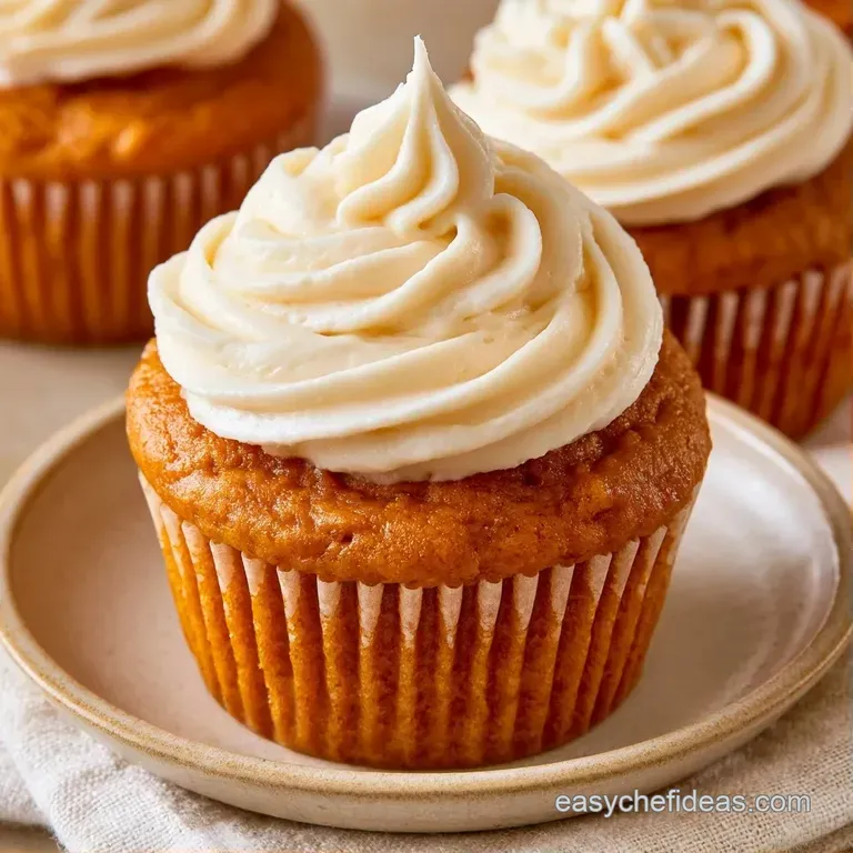 An array of spiced orange cakes with white swirls arranged on a rustic wooden board with autumn leaves.