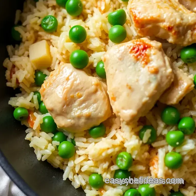 Quick Chicken Rice with Flavorful Peas presentation