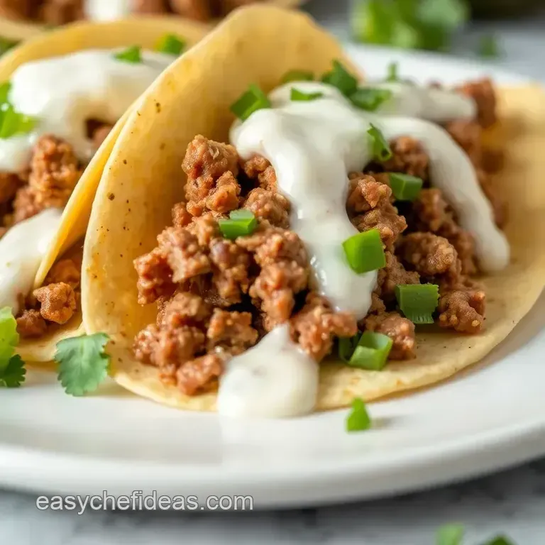 Quick Tacos with Ground Beef & Creamy Chipotle Sauce presentation