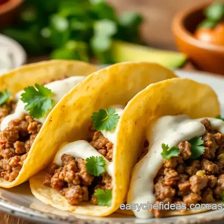 Quick Tacos with Ground Beef & Creamy Chipotle Sauce