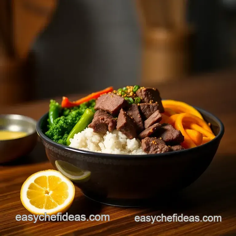 Rainbow Bibimbap: Korean Mixed Rice Bowl presentation