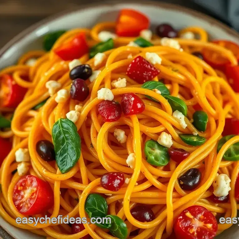 Rainbow Spaghetti Pasta Salad with Tangy Vinaigrette