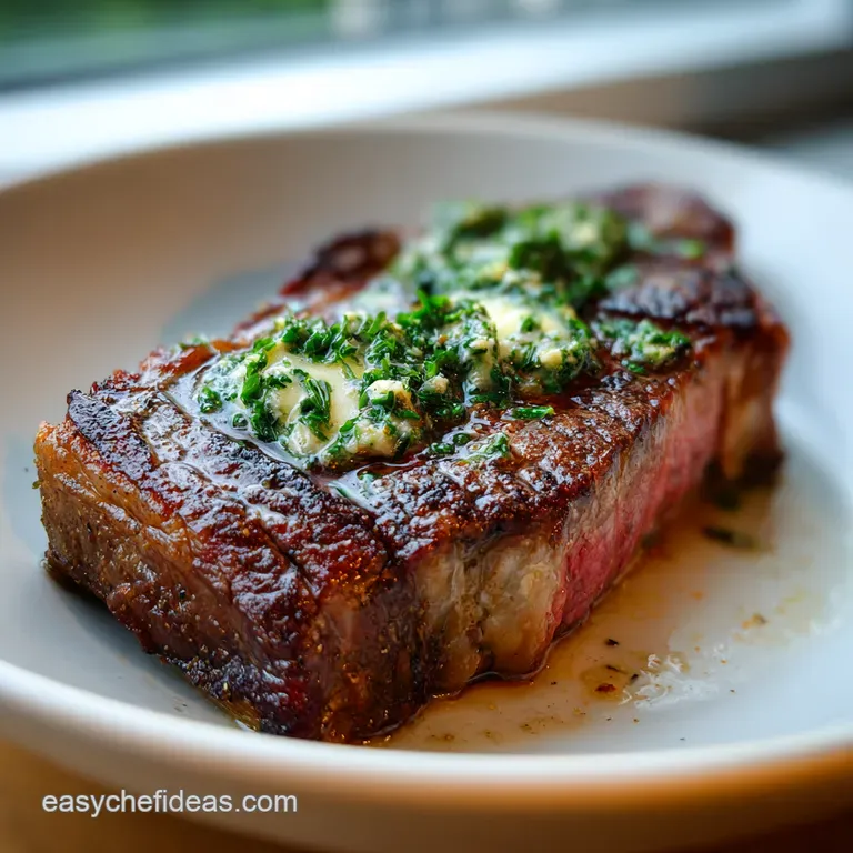 Reverseseared Ribeye with Perfectly Managed Herb Butter presentation