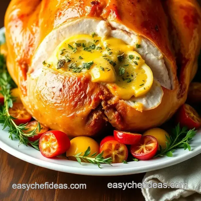 Roast Turkey with Flavorful Herb Butter presentation
