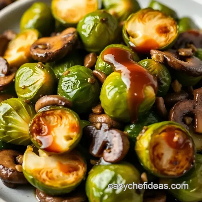 Savory Roasted Brussels Sprouts with Sweet Teriyaki Sauce presentation