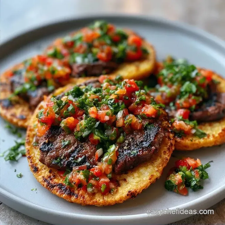 Salsa Asada Tostadas with Sirloin Steak