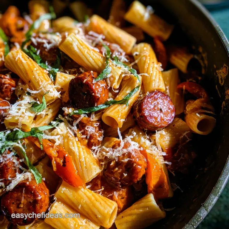 Sausage and Pepper Pasta a Mediterranean Medley presentation