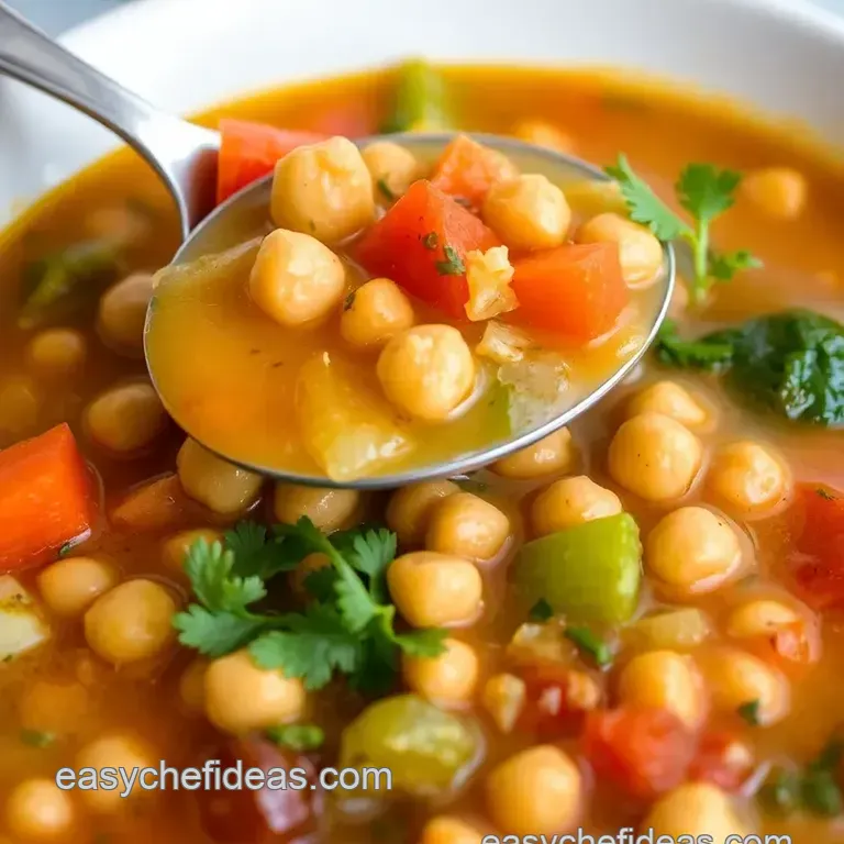 Saut&eacute; Chickpea Soup with Fresh Veggies presentation