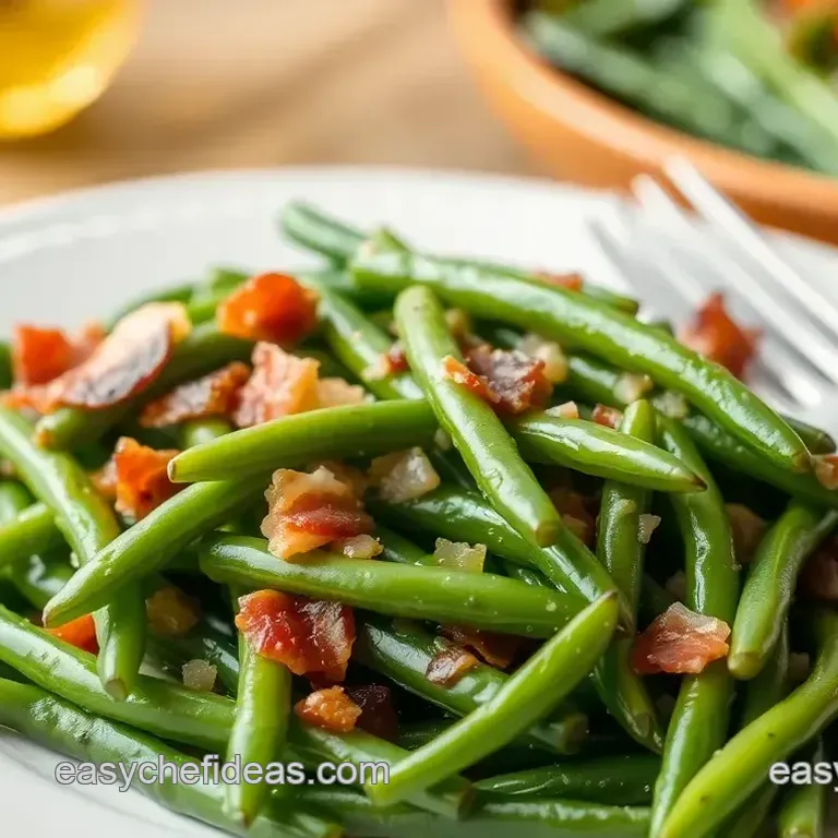 Saut&eacute;ed Green Beans with Bacon & Garlic
