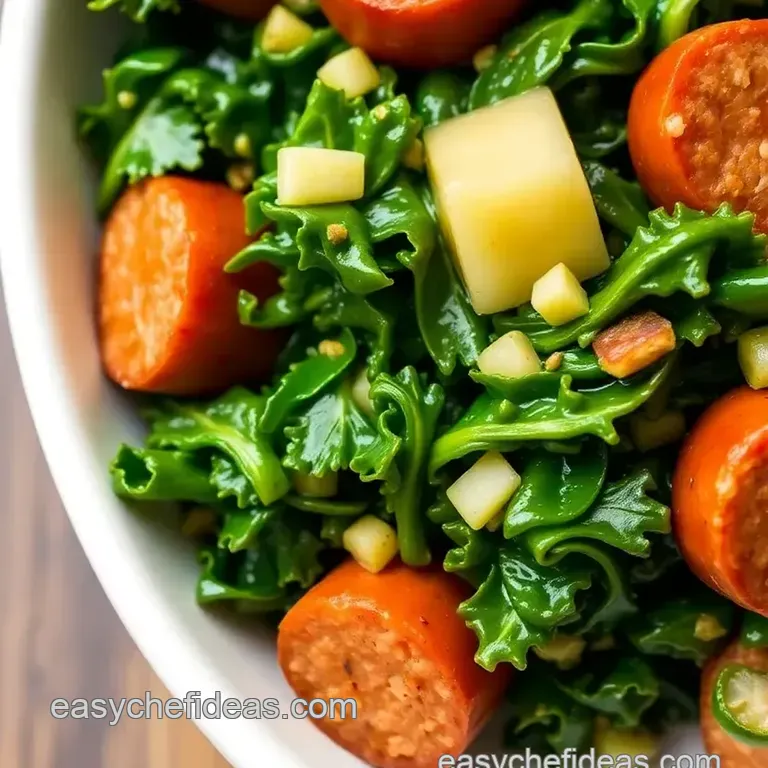 Saut&eacute;ed Kale Delight with Savory Sausage presentation
