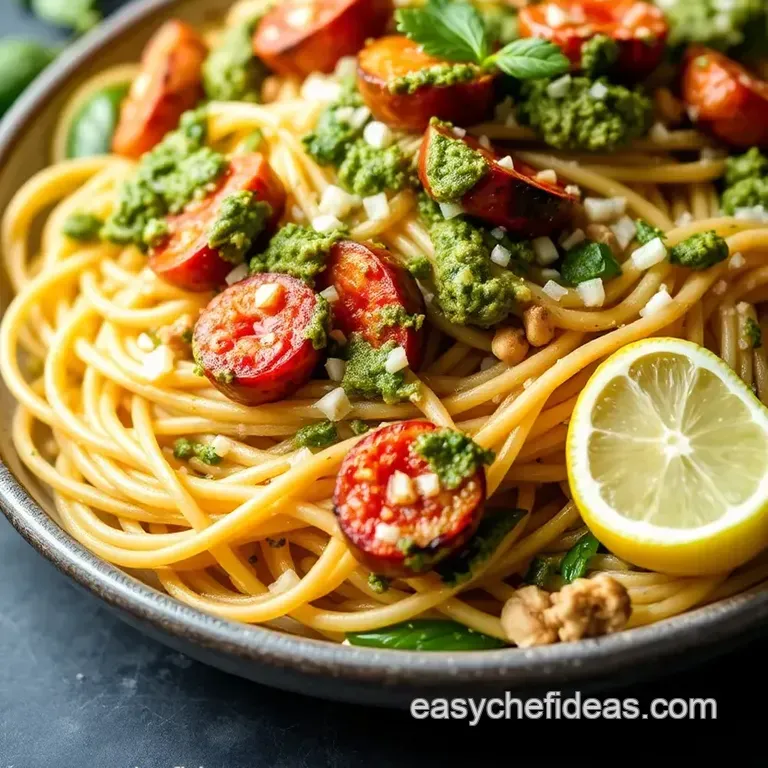 Saut&eacute;ed Langostino Zucchini with Pesto Bliss presentation