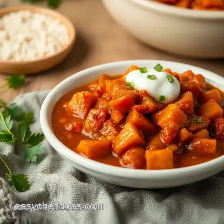 Saut&eacute;ed Pumpkin Chili with Spicy Kick presentation
