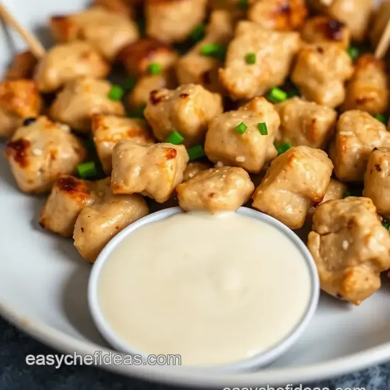 Savory Peanut Satay Skewers with Dipping Sauce presentation
