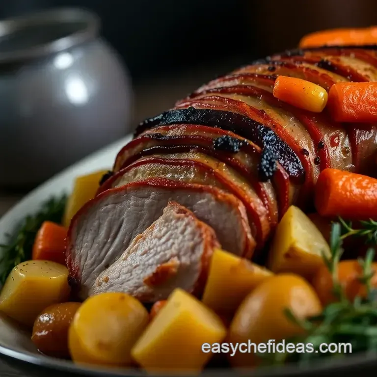 Savory Slow-Cooked Loin Roast with Root Vegetables presentation