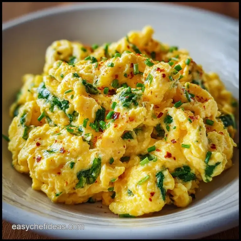 A heap of bright yellow eggs garnished with fresh green chives, placed beside toasted sourdough on a linen napkin.