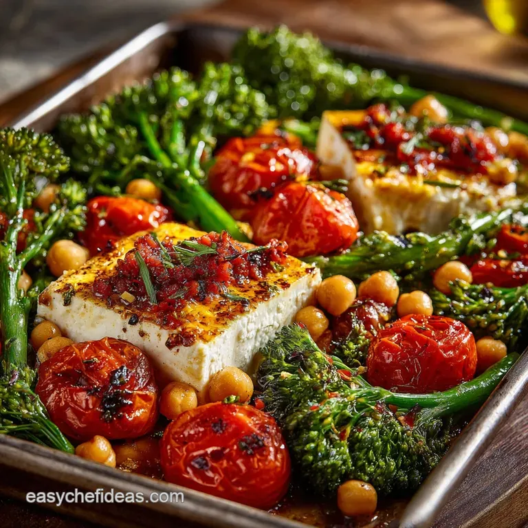 Sheet Pan Feta with Broccolini Tomato and Chickpea: Easy 40-Minute Mediterranean Meal presentation
