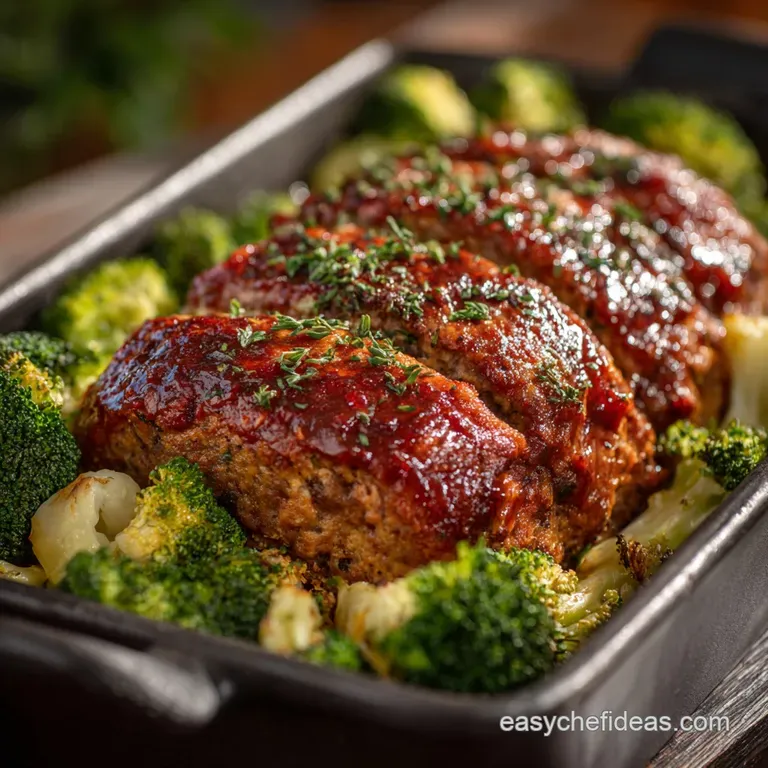 Sheet Pan Turkey Meatloaf and Tenderstem Broccoli Supper presentation