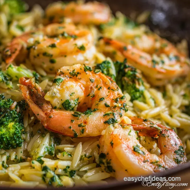 Shrimp Scampi with Broccoli Orzo: the Best Healthy Weeknight Dinner presentation
