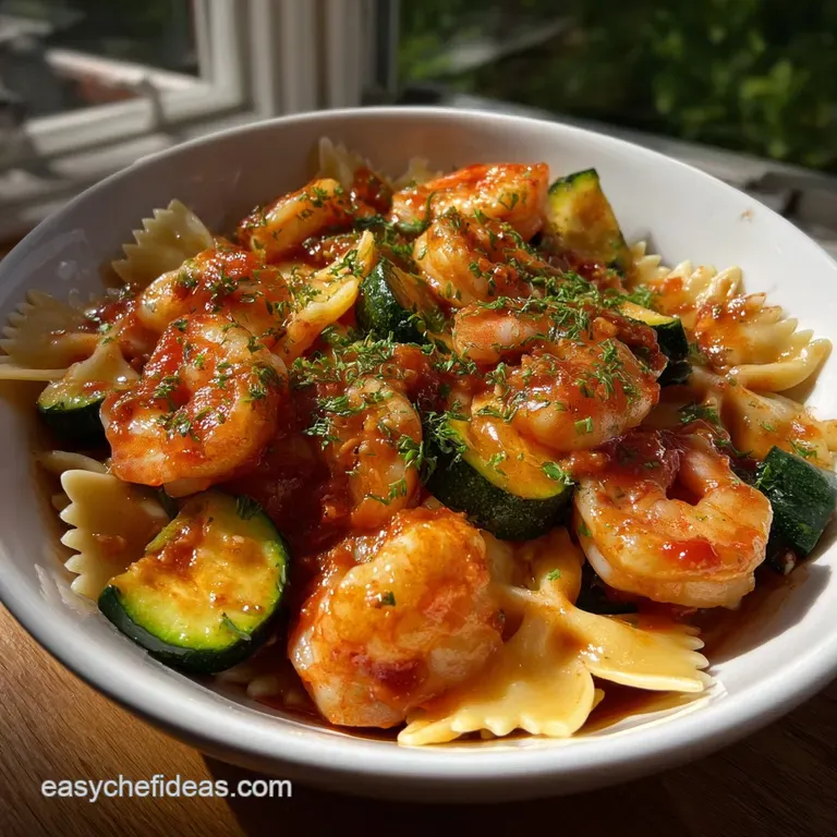 Shrimp and Zucchini with Bowties in | Quick Lemon Sear