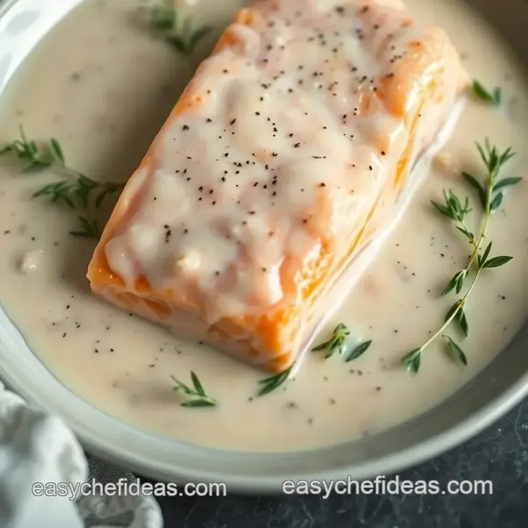 Silky Salmon Cream Sauce with a Citrus Kick presentation